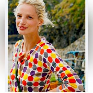 Boden Women's Colorful Polka Dot 100% Wool Cardigan Sweater US6